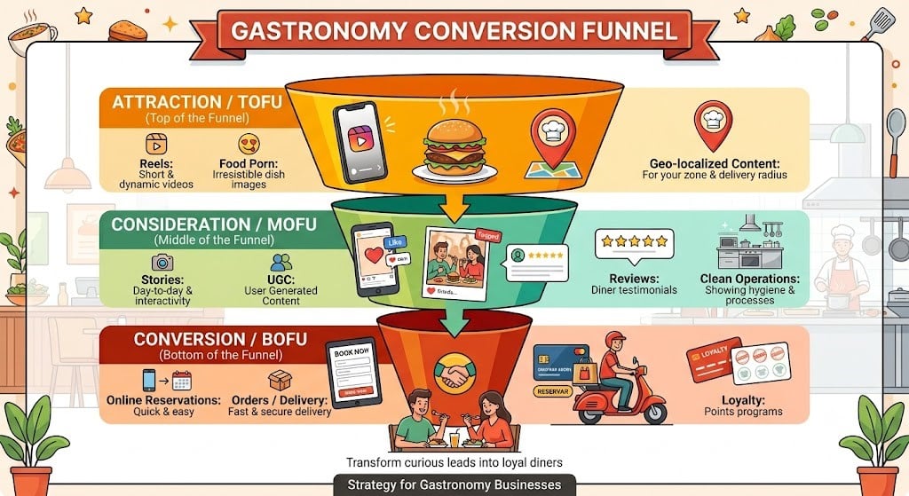 Gastronomic conversion funnel 